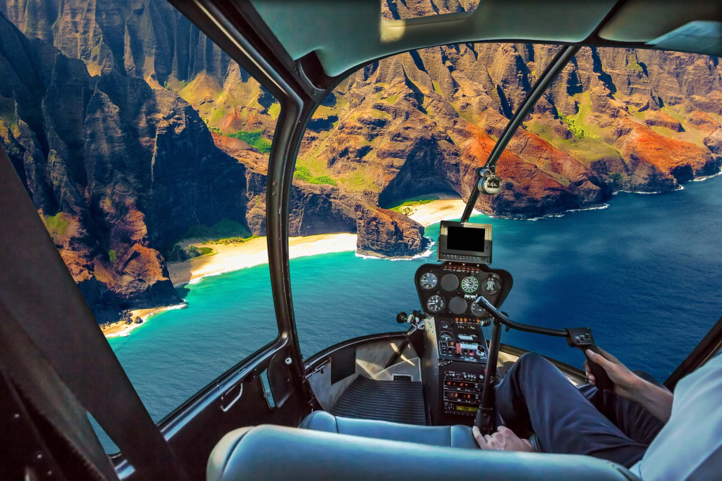 Helicopter Cockpit Flies In Na Pali Coast Kauai