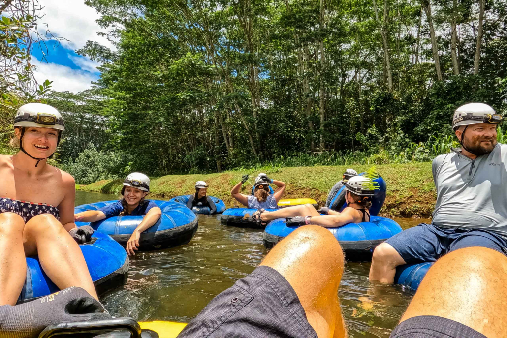 Mountain Tubing Kauai Group Having Fun