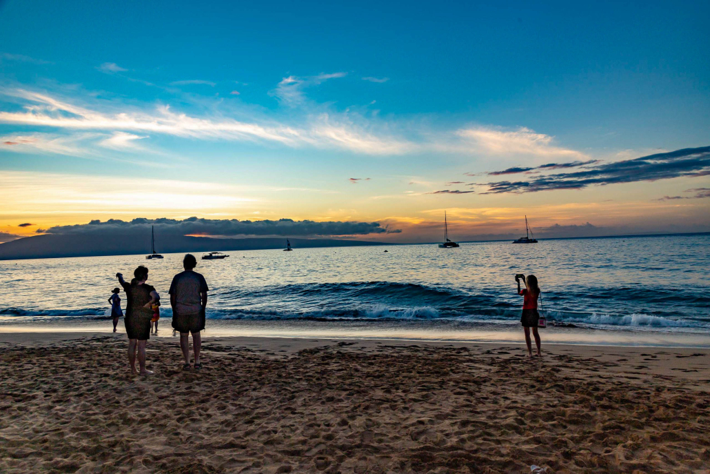 Kaanapali Beach Sunset And Visitors Maui