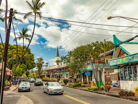 Kona Downtown Main Street And Church Big Island