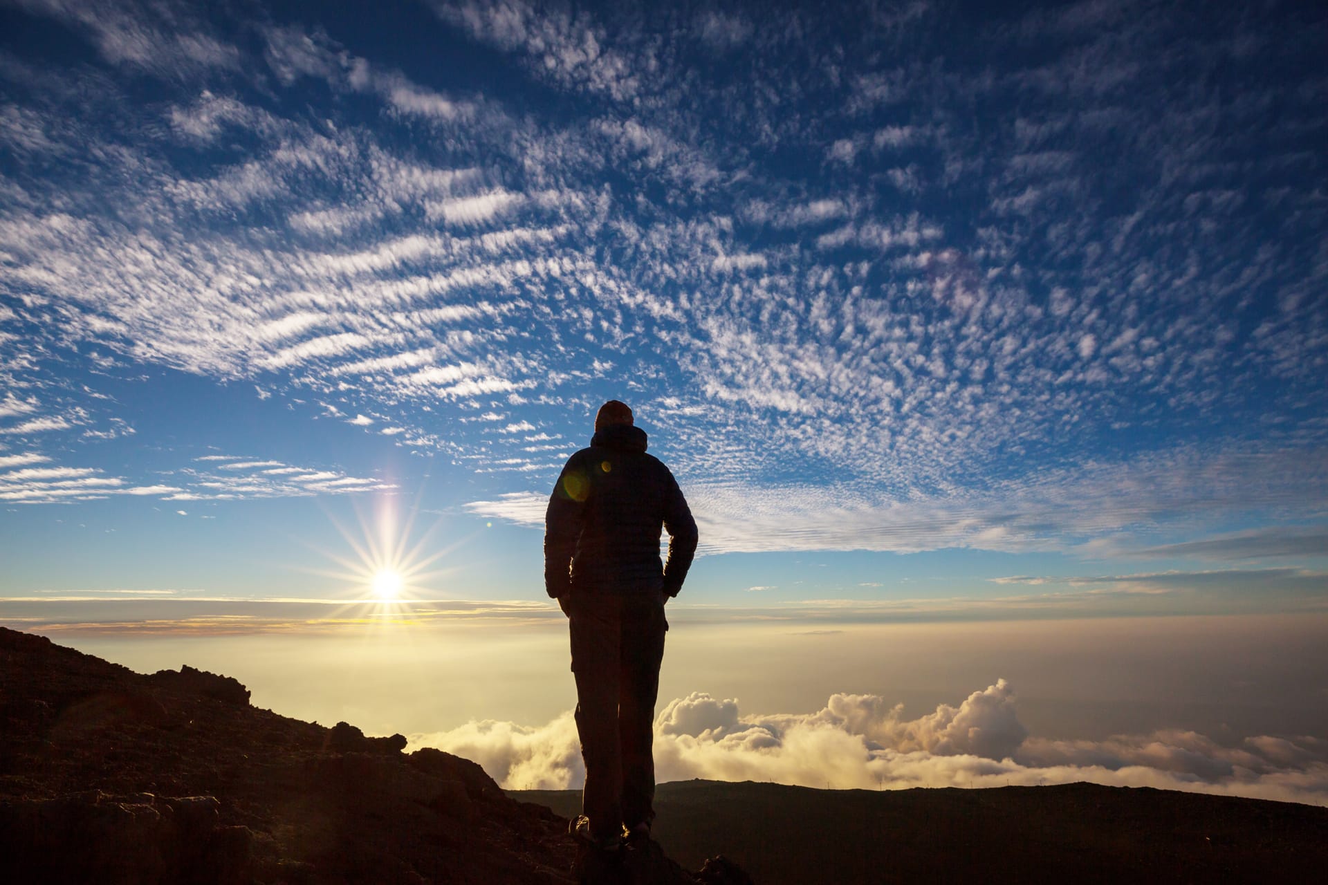 Woman Standing At Haleakala Summit