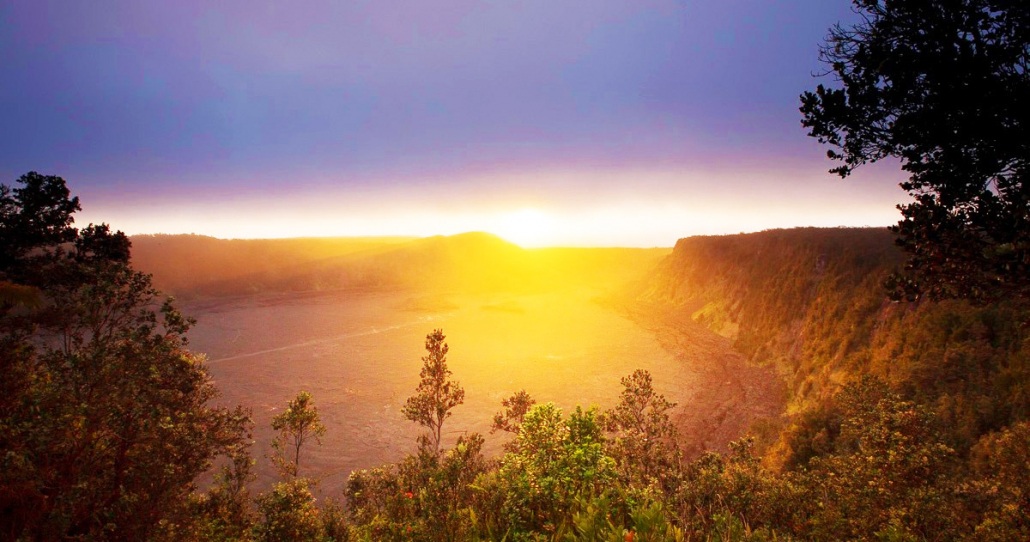 beautiful sunset at halemaumau crater big island hawaii forest