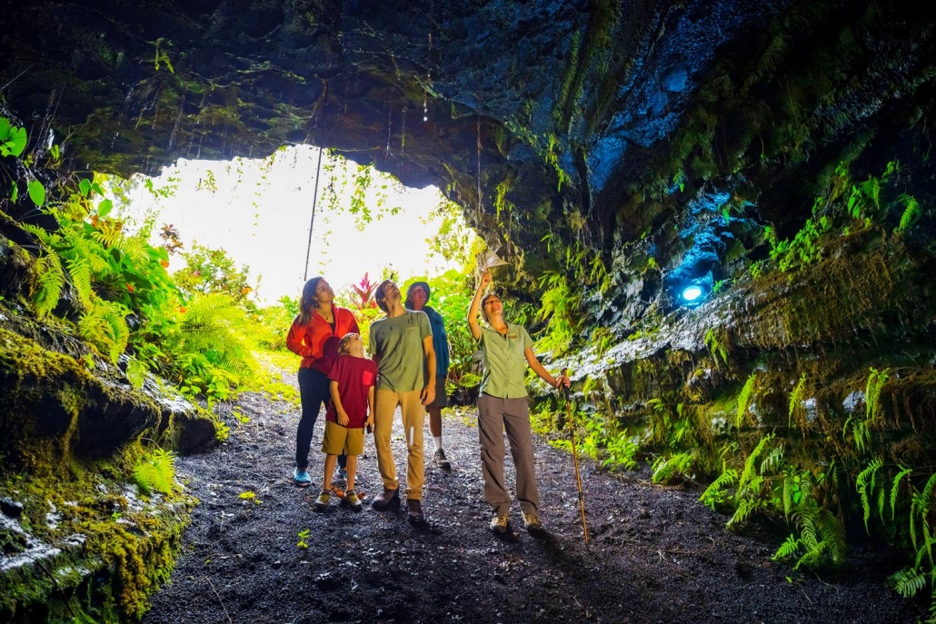 explore lava tube with a tour guide big island hawaii forest