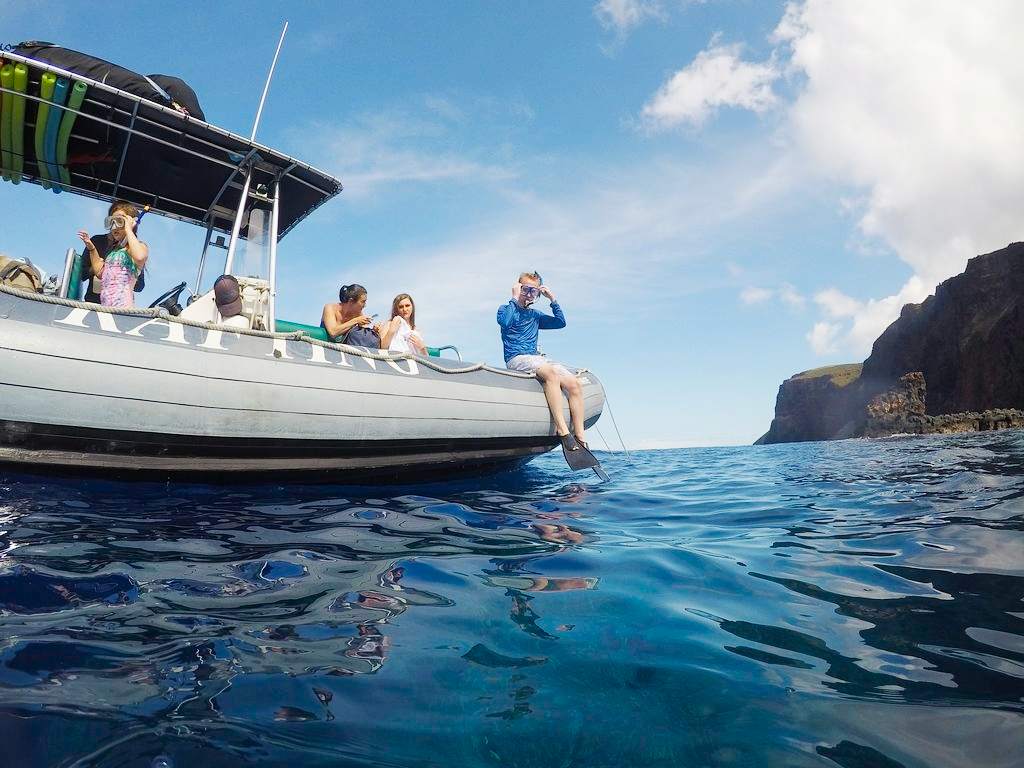 hawaii ocean rafting family enjoy full day lanai snorkel raft tour