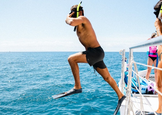Sailmaui Lanai Coast Snorkel Slider Jumping