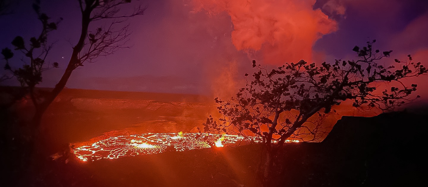 view the glowing lava inside the active volcanic crater that brightens up the night sky wasabi tours hawaii