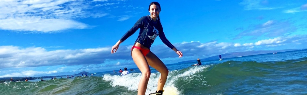 Young Beautiful Girl Surfing One Day Maui Surf Lessons