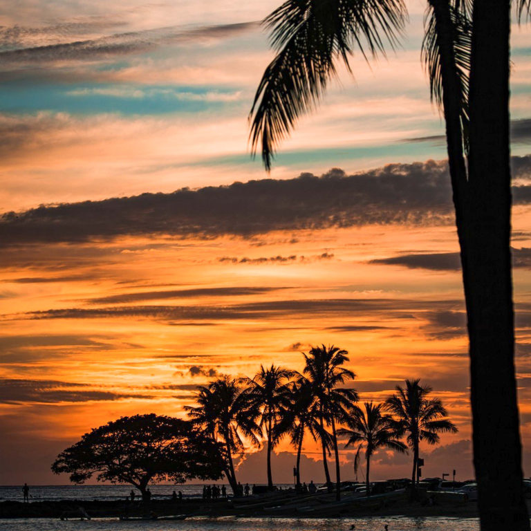 Hawaiiglassbottomboat Sunset Cruise Off Waikiki Majestic Sunset