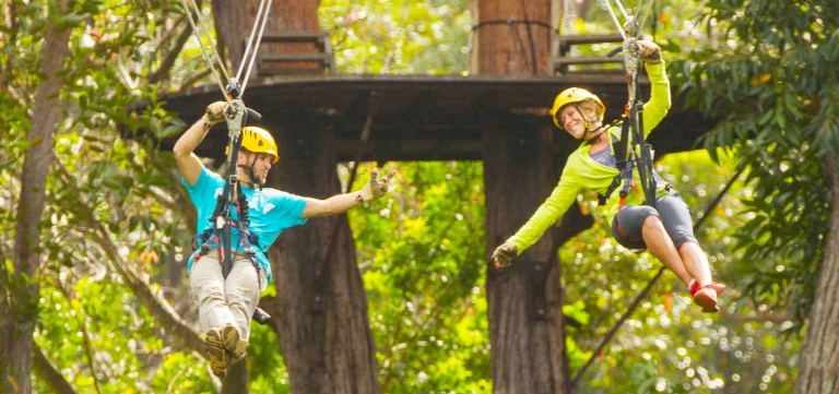 kohala zip and dip funny couple ziplining in hawaii