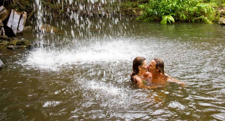 kohala zip dip zipline cool off underneath a beautiful waterfall