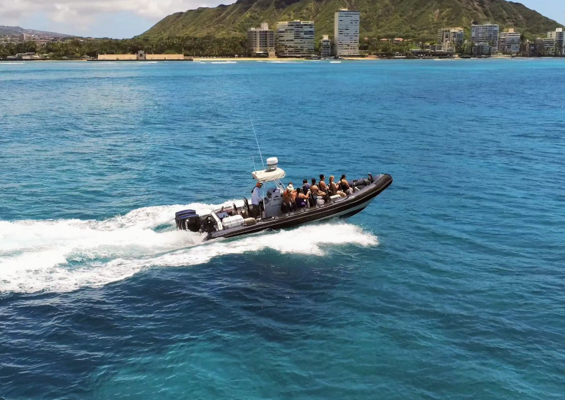 Theadventureboat Waikiki Private Small Boat Snorkel Slide Ride Boat