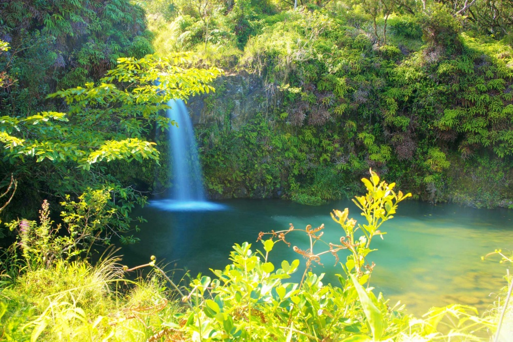 waterfall on the road to hana island of maui