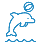 Dolphin With Ball Blue Icon