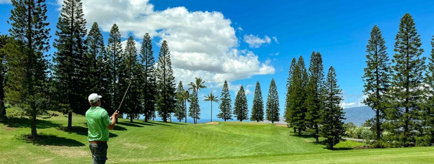 Pukalani Country Club Golfer on 13th Tee Upcountry Maui PukalaniCountryClubGolferonthTeeUpcountryMaui