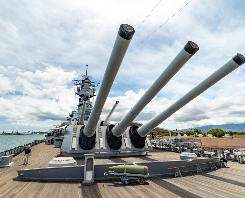USS Missouri Deck Bow Guns and Shell Pearl Harbor Oahu