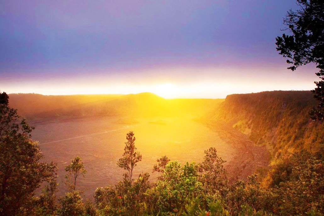Beautiful Sunset At Halemaumau Crater Big Island Hawaii Forest