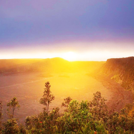 Beautiful Sunset At Halemaumau Crater Big Island Hawaii Forest