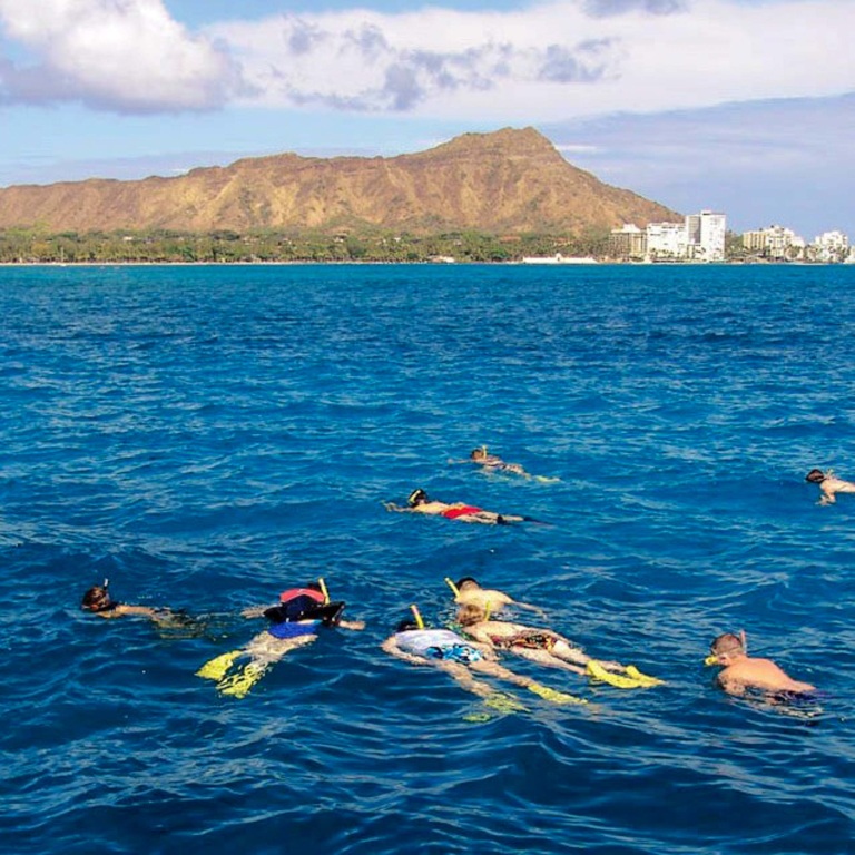 Bikehawaii Diamond Head Sail And Snorkel In Crystal Clear Water Diamond Head Sail And Snorkel