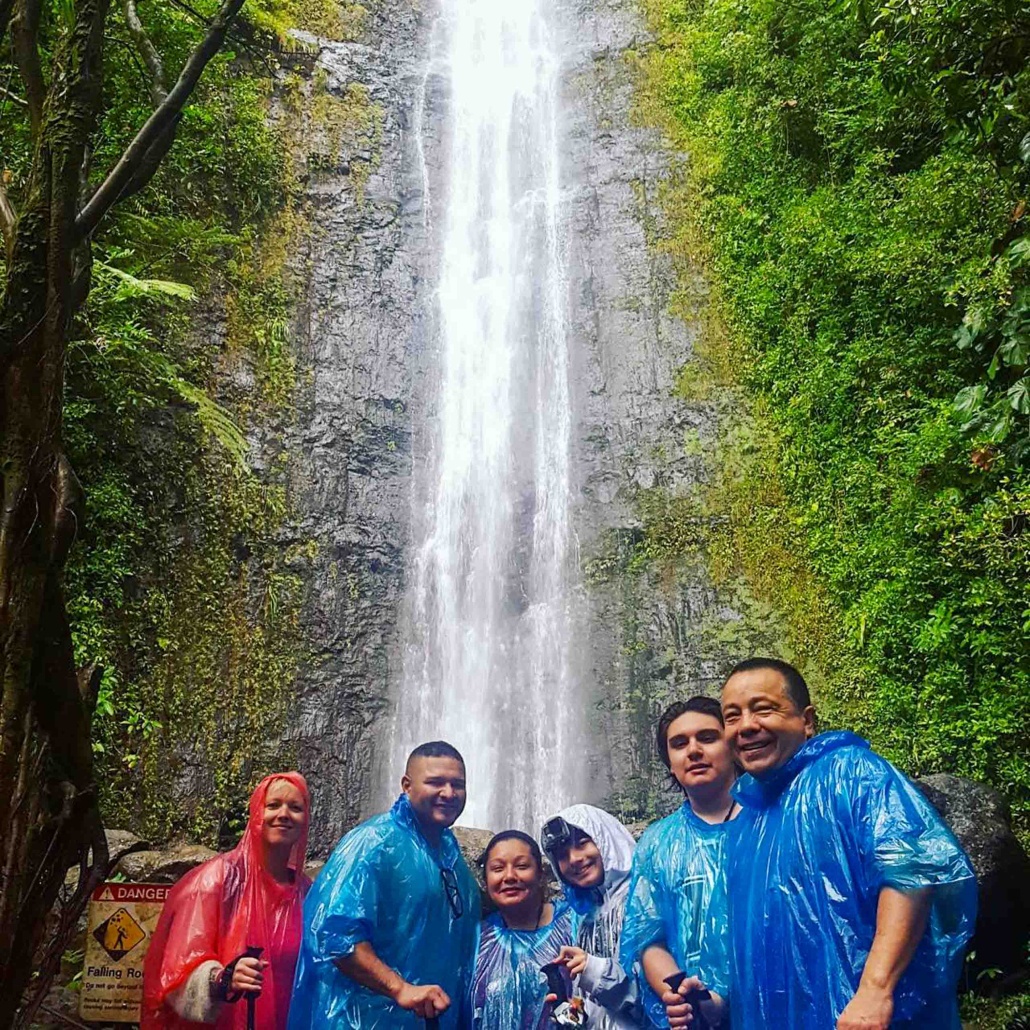 Bikehawaiitours Hawaiian Waterfall Hike Tour Group Of People Hiking