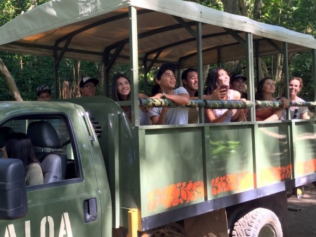Guests on Open Air Jungle Jeep Expedition Oahu Kualoa Ranch