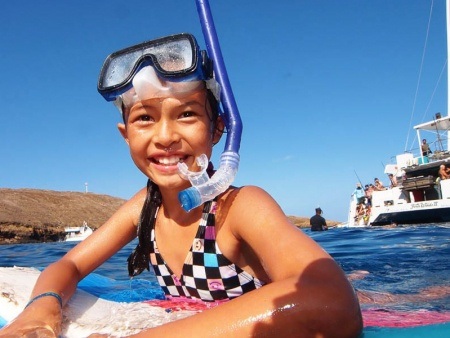 Kid Having Fun Snorkelling Molokini Four Winds Maui