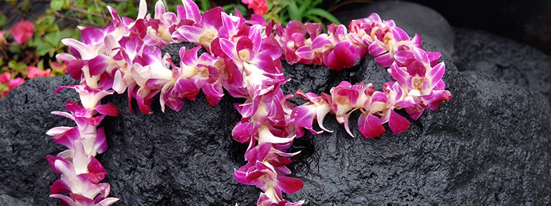 Lei On Black Lava Stone