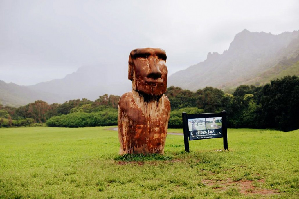 the moai stone statues from rapa nui kualoa ranch