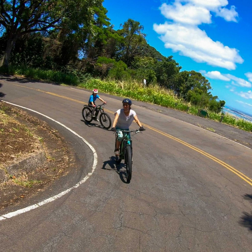 Bikehawaii Honolulu Rainforeste Bike Tour Visitor Biking Down Hill