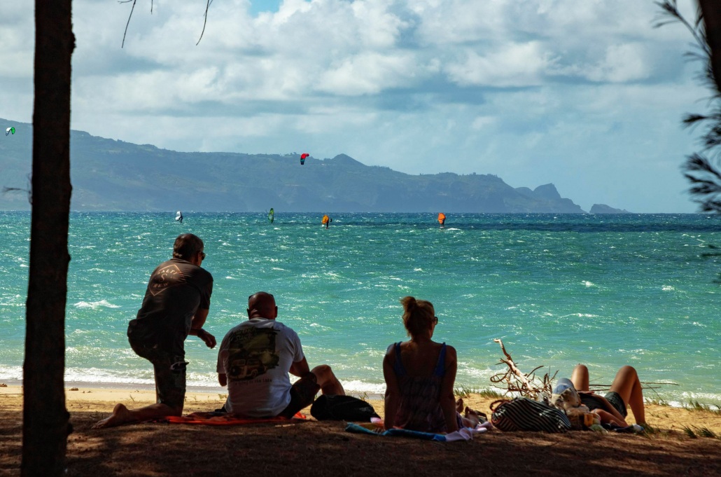 Kanaha Beach Visitors And Kite Boarders Maui