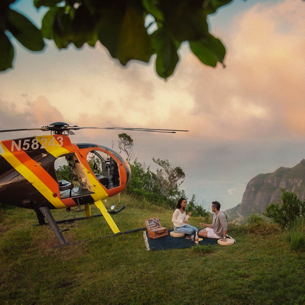 Paradisehelicopter Valley And Waterfall Tour Turtle Bay Couple