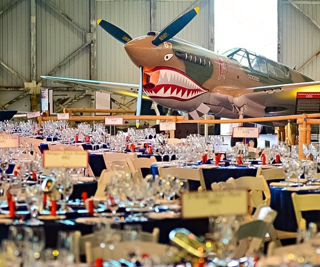 Liberty Luau Tables and Aircraft Pearl Harbor Aviation Museum Oahu