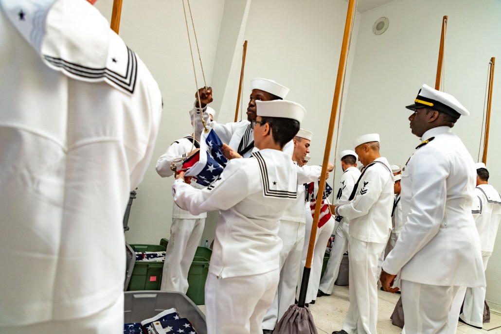 Pearl-Harbor-Day-Dec-7th-Arizona-Memorial-Sailors-Hoisting-Flags-Oahu