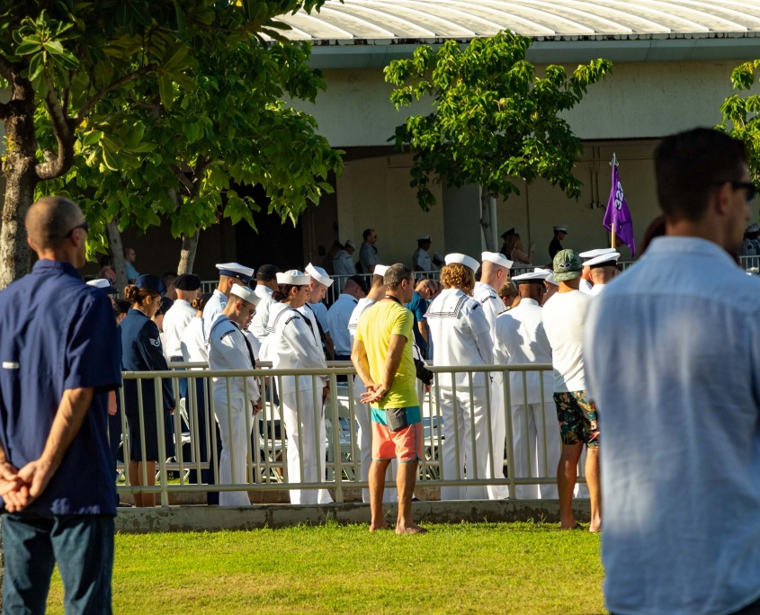 Pearl Harbor Day Dec th Sailors and visitors Pray Oahu