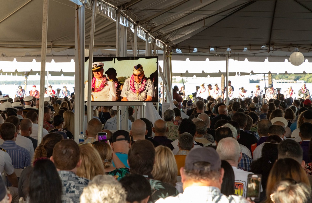 Pearl-Harbor-Day-Tents-Survivors-and-Crowd-Dec-7th-Oahu