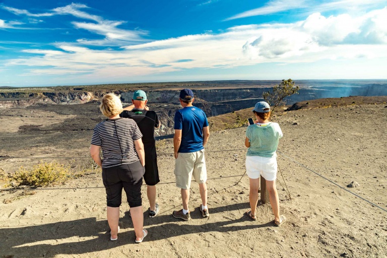 Volcanoes National Park visitors at Kilauea Overlook Big Island