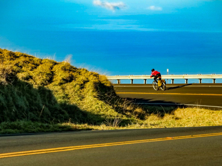Bikemaui Self Guided Sunrise Bike Tours Bike Rider On Crater Road Haleakala Maui