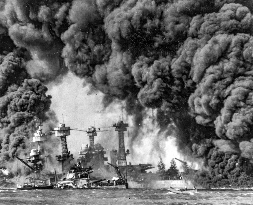 Burning Ships at Pearl Harbor National Archive