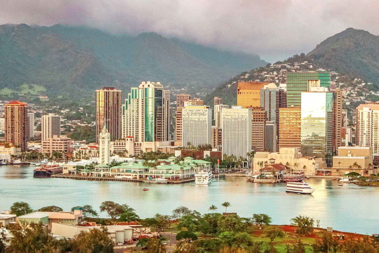 Honolulu Harbor And Aloha Tower Oahu Hawaii Feature
