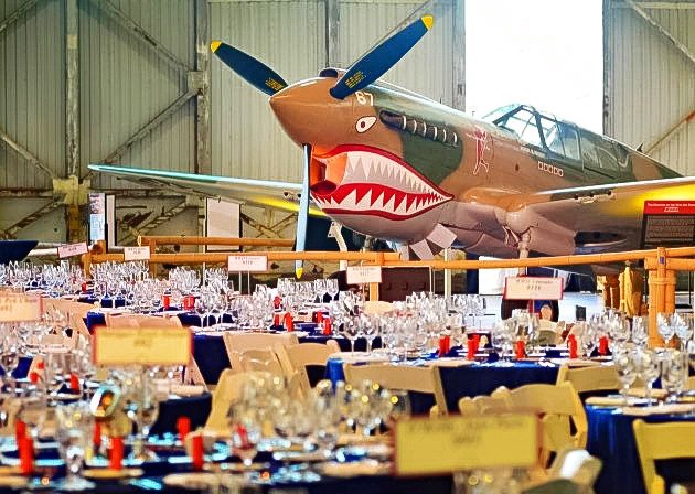 Liberty-Luau-Tables-and-Aircraft-Pearl-Harbor-Aviation-Museum-Oahu-Image