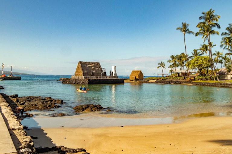Kailua Pier Beach And Temple At Kamehameha Hotel Kona Big Island Feature