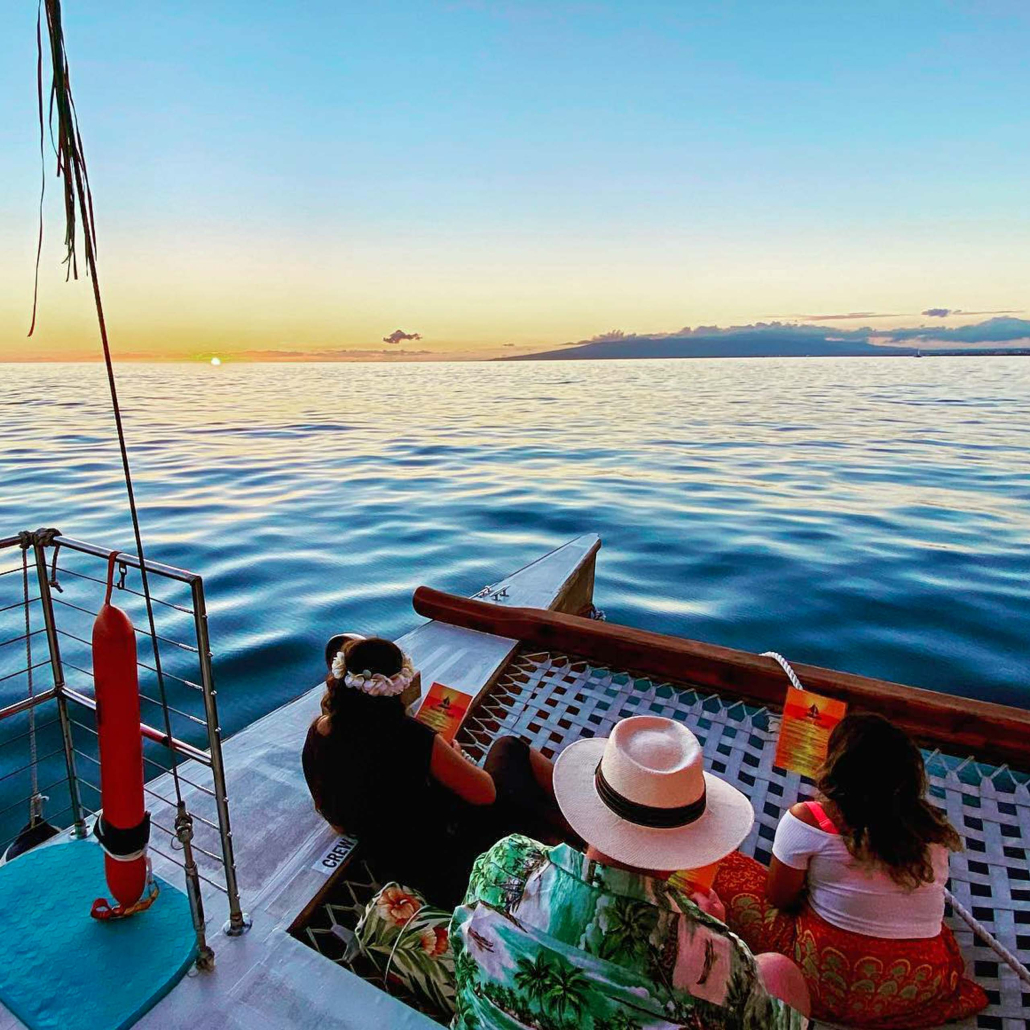Kamoaul Sunset Cruise On A Traditional Sailing Canoe Chilling On Board