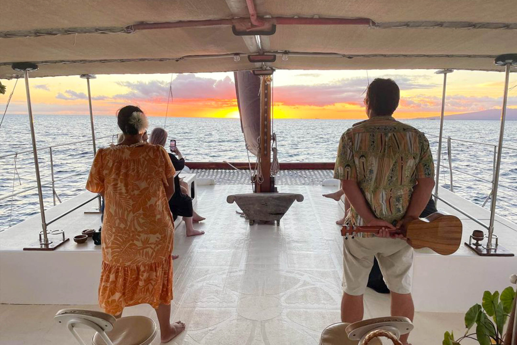 Kamoauli Traditional Polynesian Sailing Canoe Majestic Sunset