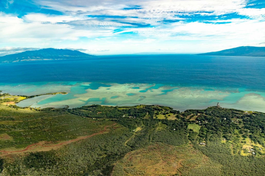 Helicopter View Coastline of Molokai-Maui and Lanai