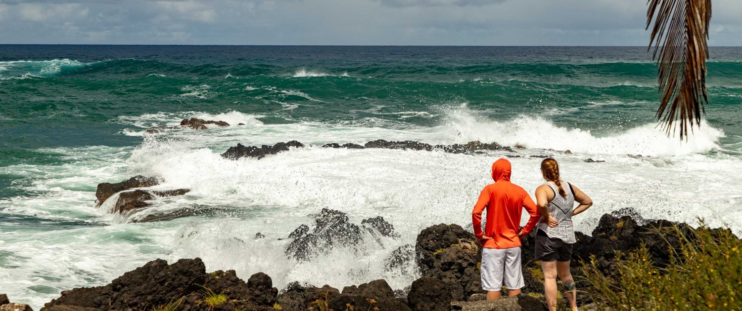 Keanae Peninsula Visitor Couple Road to Hana Maui