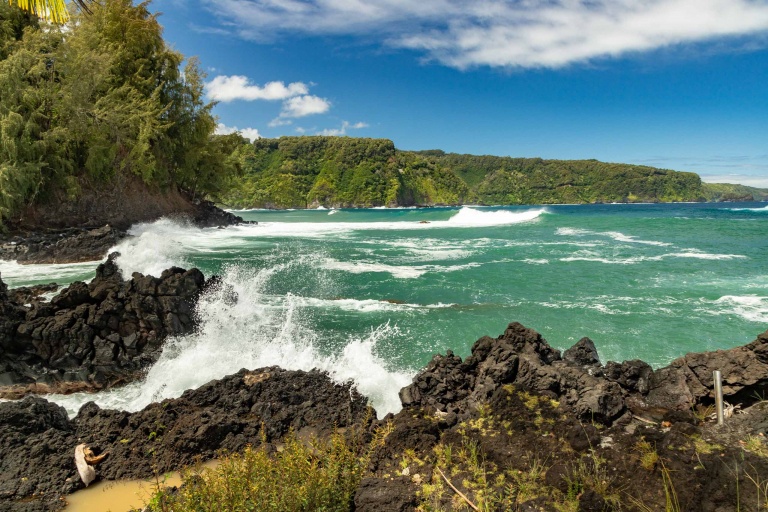 Keanae Peninsula Waves with Views of Road to Hana Maui