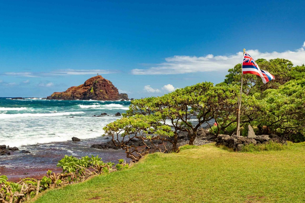 Koki Beach Flag and Alau Island Hana Maui