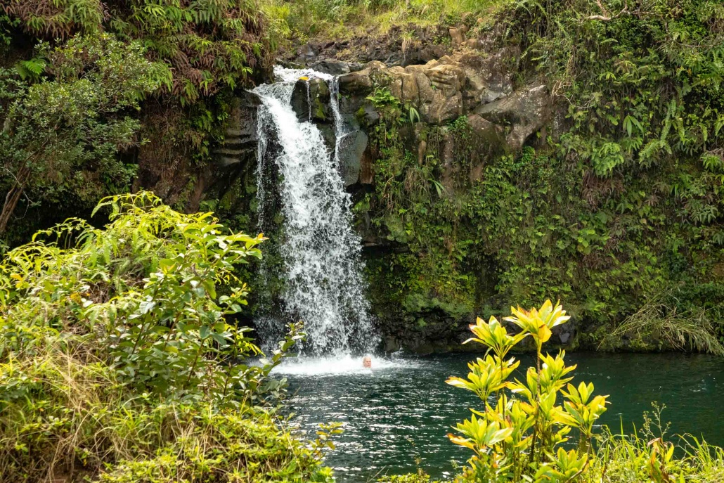 Waterfall Swim Underneath Hana Maui