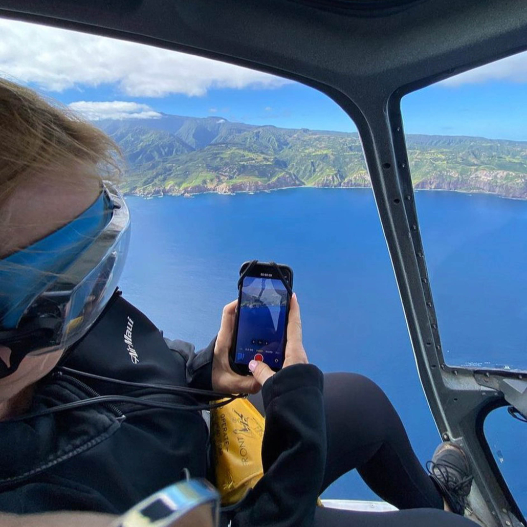 Airmaui Mountain Waterfalls Helicopter Ride Taking Picture