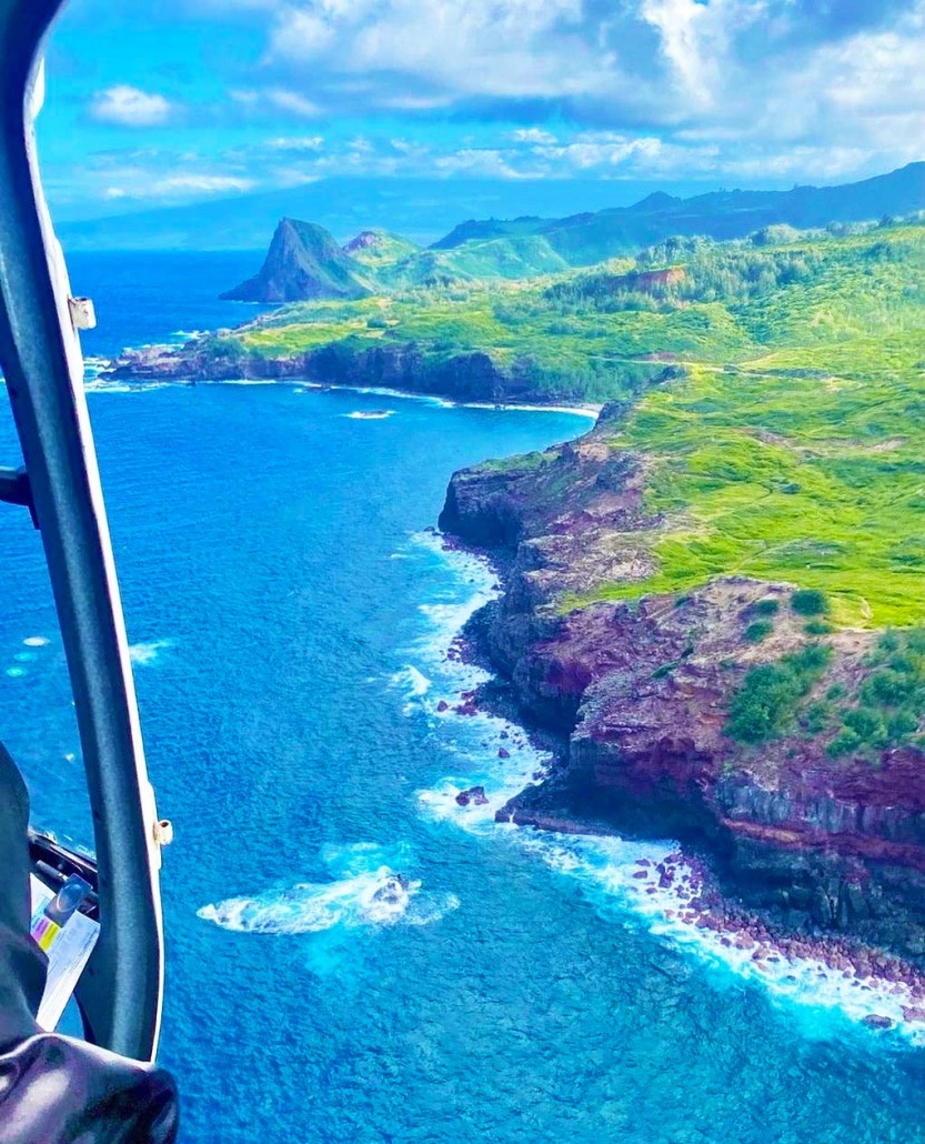 beautiful shot of maui from above air maui helicopter tours