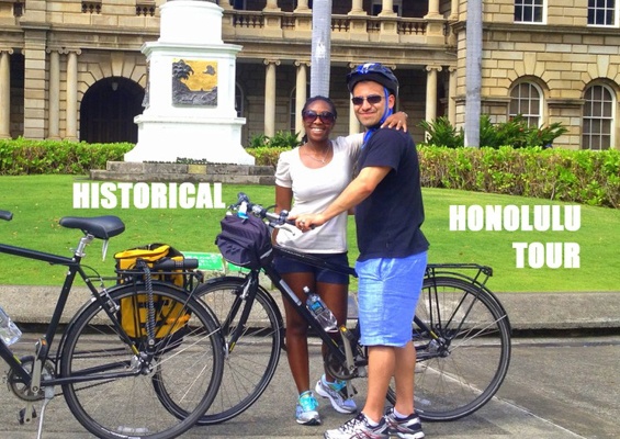 Biketourhawaii Hictoric Honolulu Bike Tour Slider Couple Biking